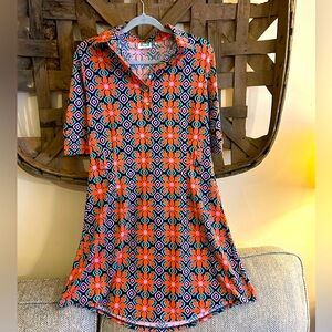 V. Fish Floral Print Dress- Size Medium